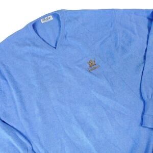 Peter Scott Scotland Wool V Neck KingBarns Golf Blue Sweater Size 48 Mens XXL